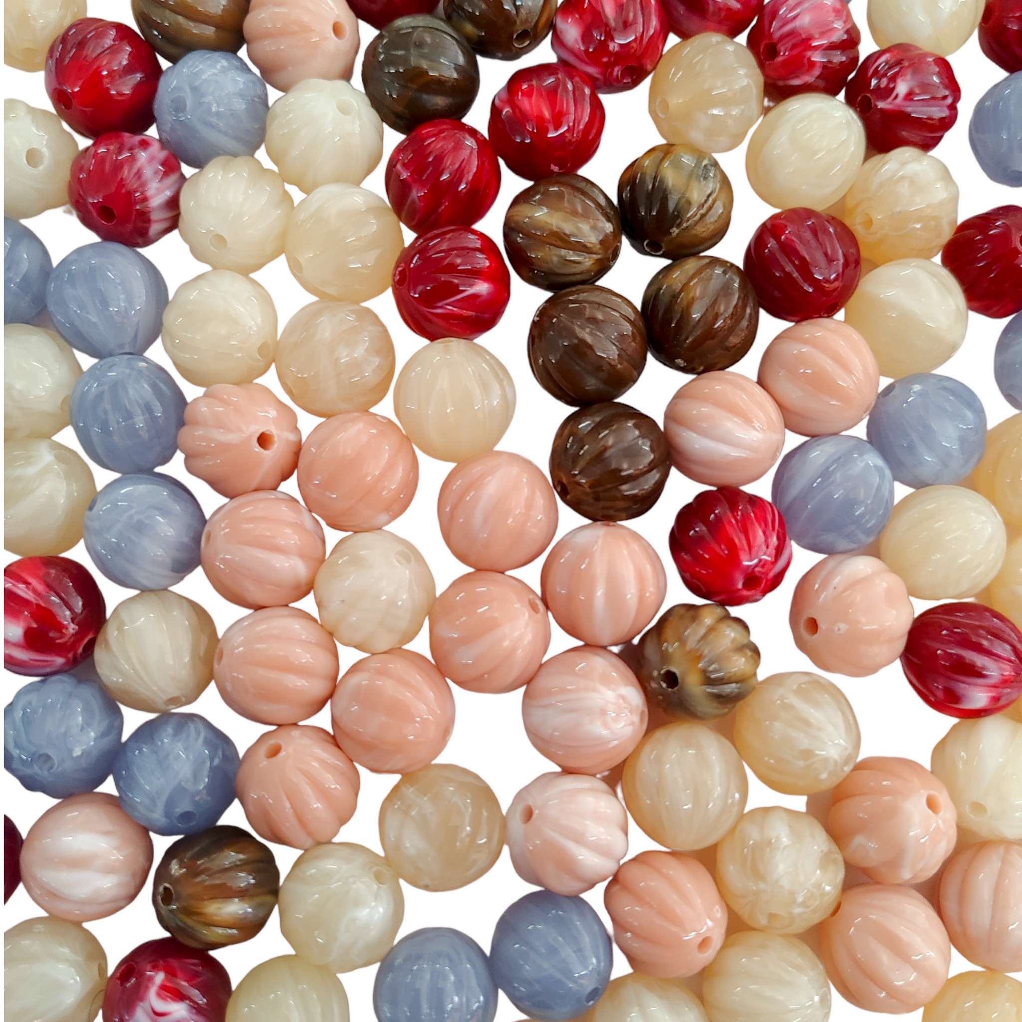 Melon Shaped Color Resin Marble Beads Ideal for Jewelry designing and Craft Making or Decor